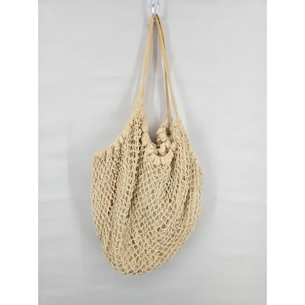 Cream Crochet Net Tote Bag - Unbranded